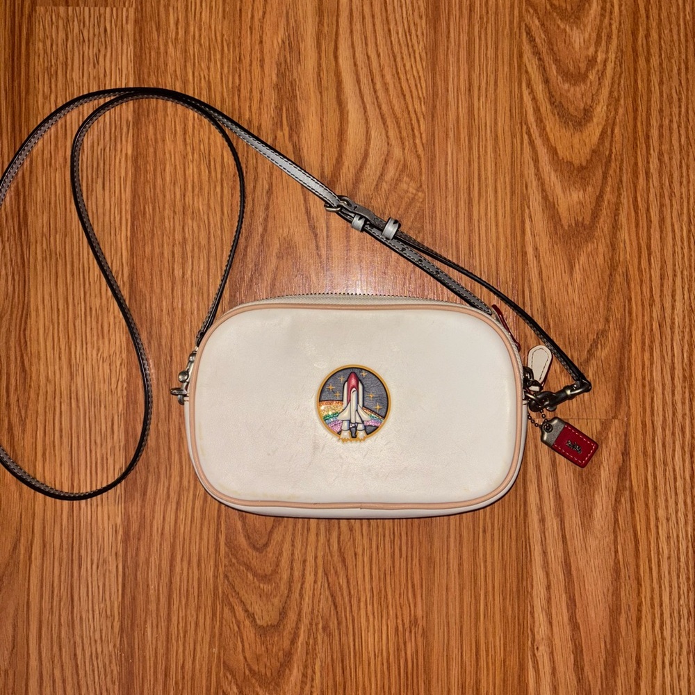 Coach Crossbody Cream & Colorful Sparkle Spaceship Purse